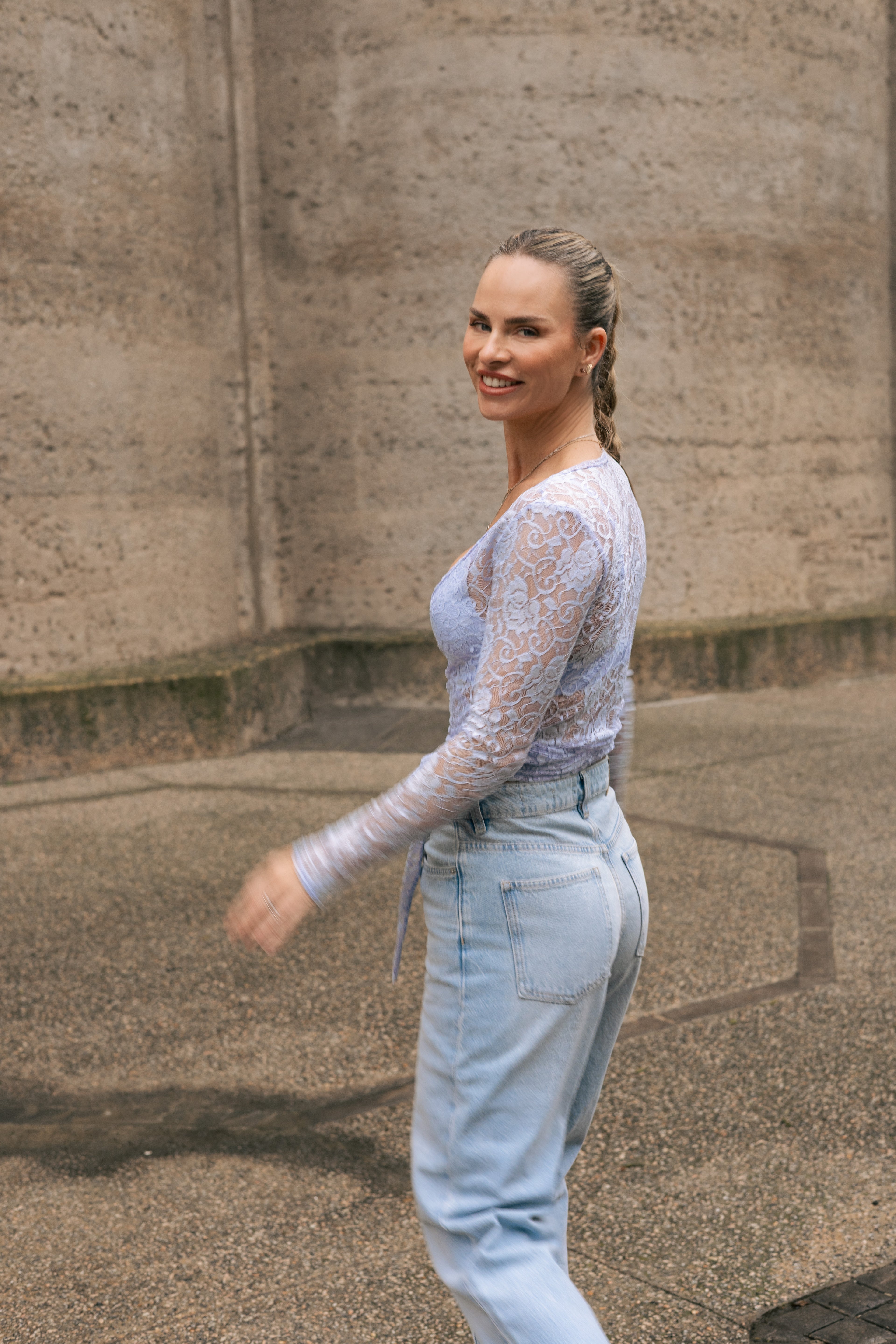 Ballet Lace Wrap Top – Ice Blue