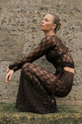 Carmen Wrap Brown Lace Top