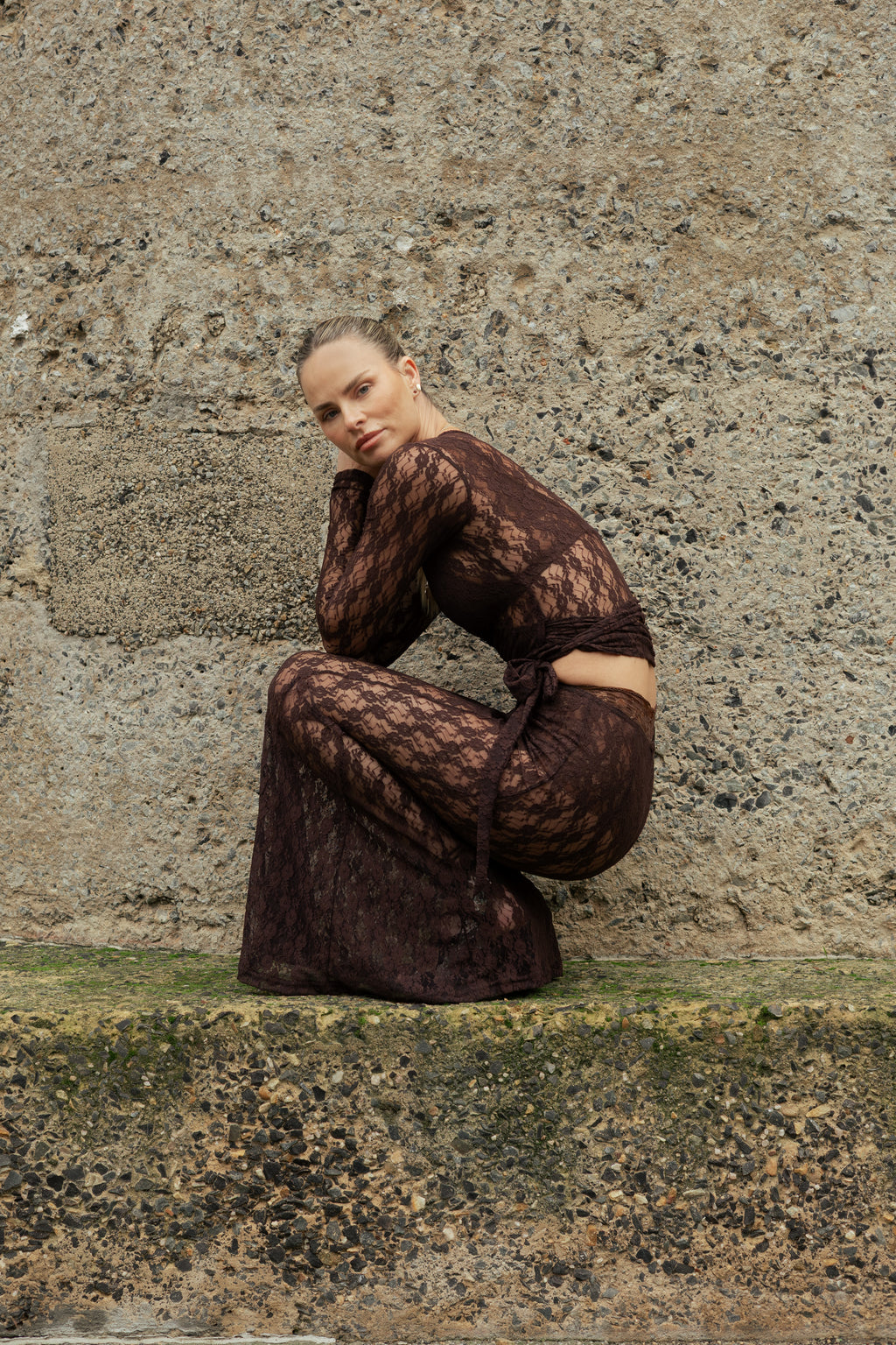 Carmen Wrap Brown Lace Set